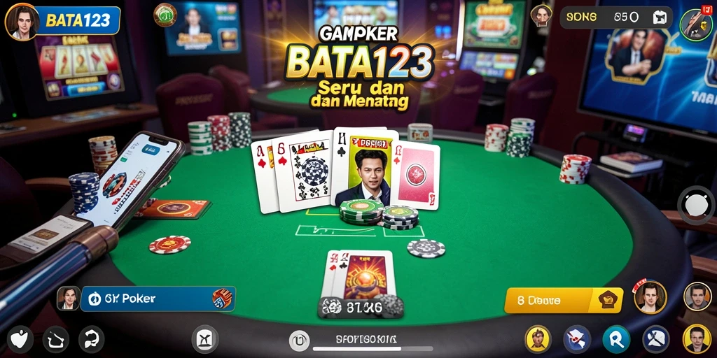 Tampilan gameplay Poker yang mendebarkan di BATA123.