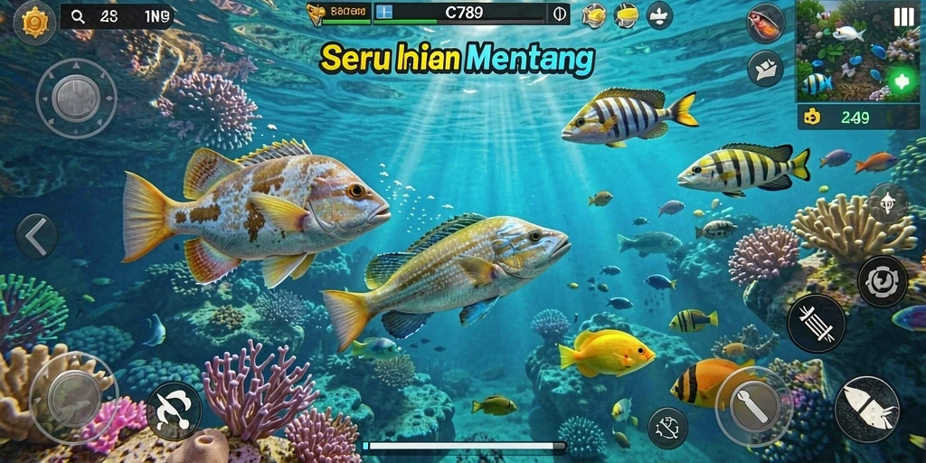 Tampilan gameplay C789 dengan aksi tembak ikan yang menarik.