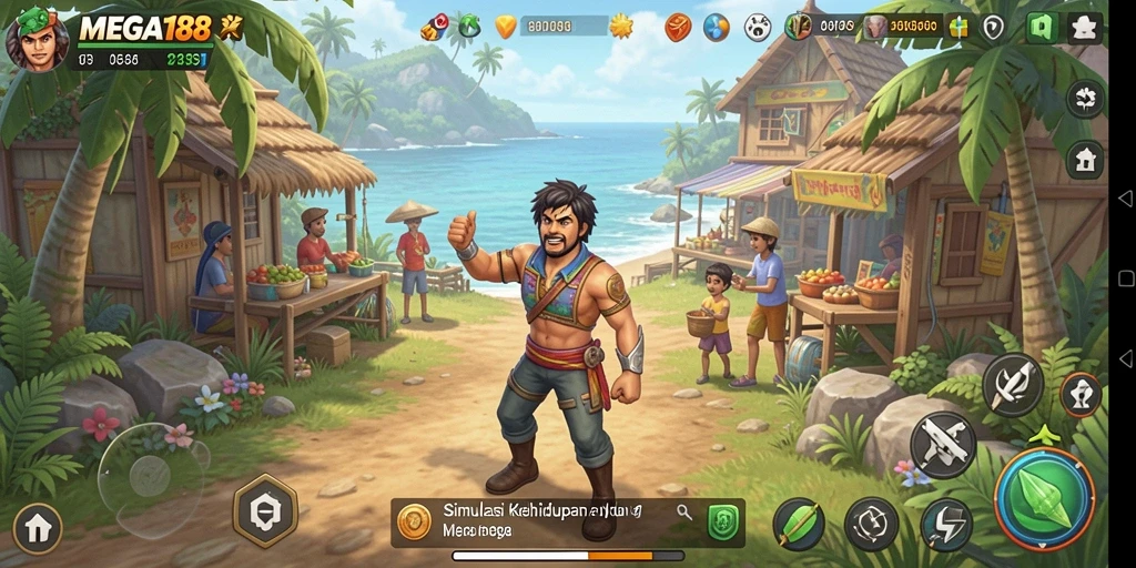 Tangkapan layar menunjukkan gameplay interaktif di MEGA188.