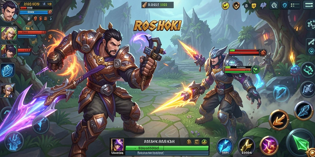 Tangkapan layar menunjukkan aksi seru gameplay MOBA ROSOHOKI.