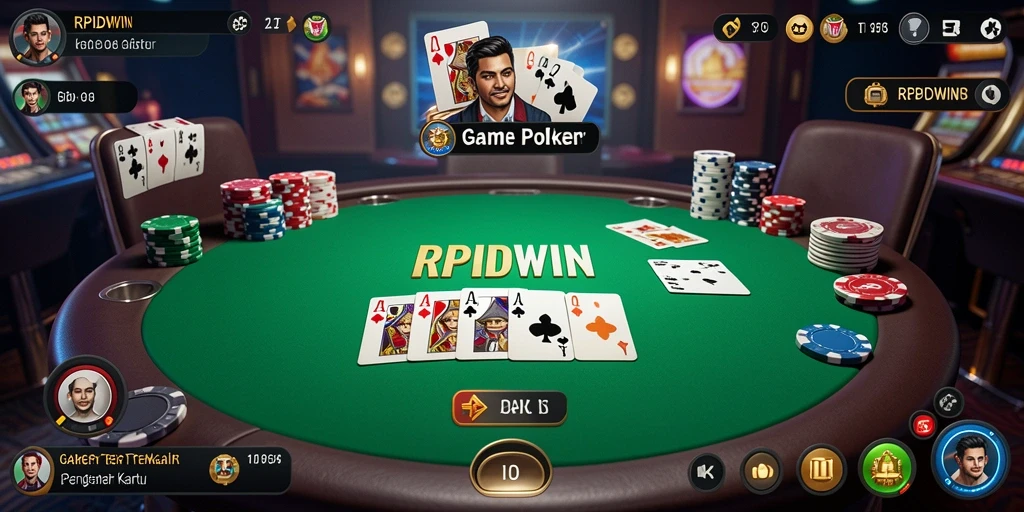 Tampilan gameplay Poker seru di RPIDWIN yang menegangkan.