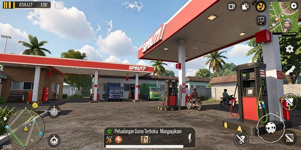 Tampilan gameplay menarik di dunia terbuka SPBU77.